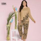 Mix Printed Nightwear Set with Flower Printed Trousers – Women's Lounge Wear Clothing By Has