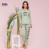 Mix Printed Nightwear Set with smile Printed Trousers – Women's Lounge Wear Clothing By Has