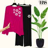 Mix Printed Nightwear Set with One Flower Printed Trousers – Women's Lounge Wear Clothing By Has