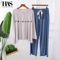 Friends Printed Nightwear Set with – Women's Lounge Wear Clothing By Has
