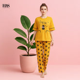 Yellow Meow Night Suit