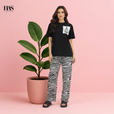 Black Dream Zebra Trouser Night suit