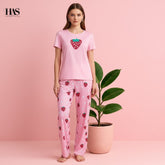 Pink Strawberry Night Suit