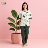 White Pear Green trouser Night Suit