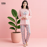 Pink Bear Check Trouser Night Suit