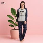 Blue Mickey Face women Pajama Set Night Suit