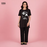 Black Bear Sleeping Women Pajama set Night Suit