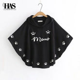 Round Style Meow Hooded Poncho - Clothing By Has