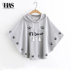 Round Style Meow Hooded Poncho - Clothing By Has