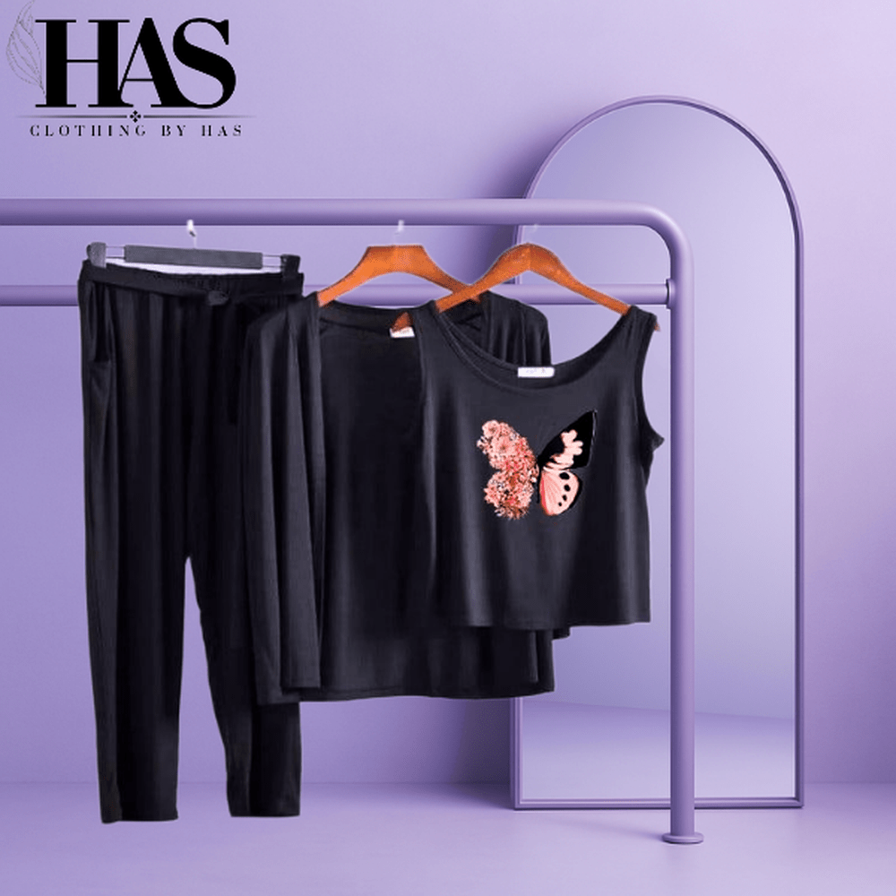 3PC Night Suit Printed - Clothing By Has