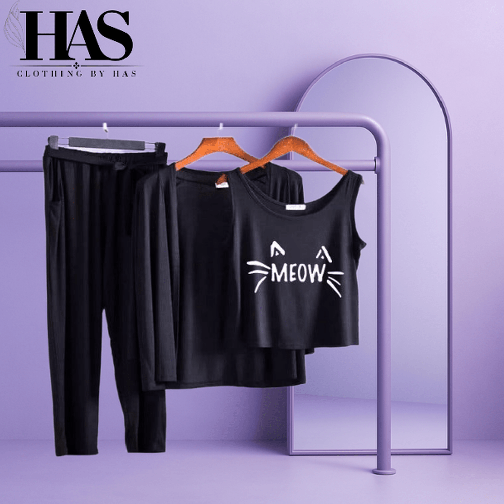 3PC Night Suit Printed - Clothing By Has