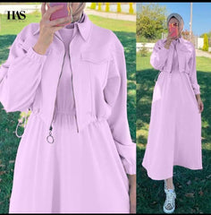 Short Jacket Long Maxi Style 2-Pcs Winter Tracksuit For Her.