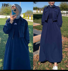 Short Jacket Long Maxi Style 2-Pcs Winter Tracksuit For Her.