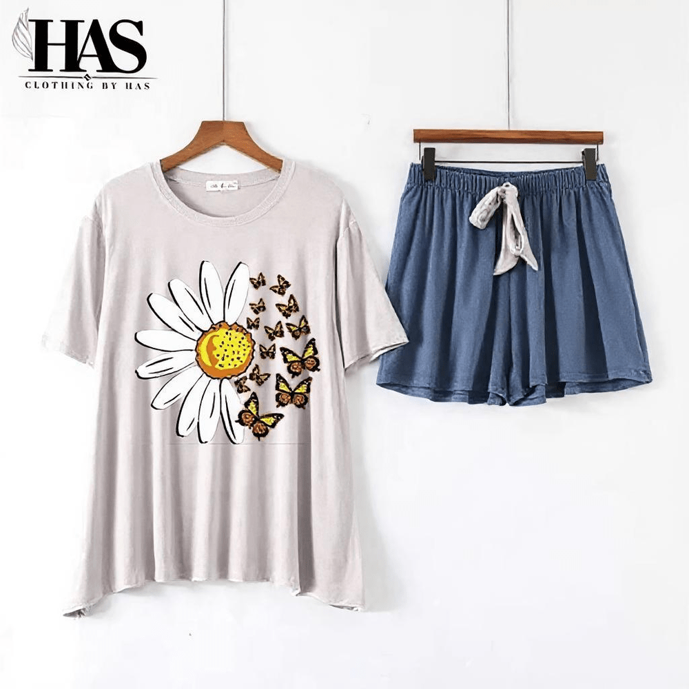 Daisy & Butterfly Printed Night Suit - Clothing By Has