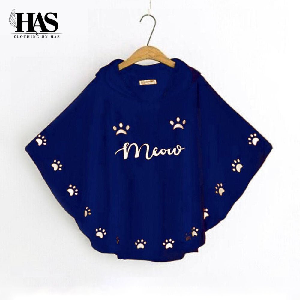 Round Style Meow Hooded Poncho - Clothing By Has