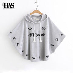 Round Style Meow Hooded Poncho - Clothing By Has